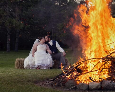 michigan summer wedding bonfire photo