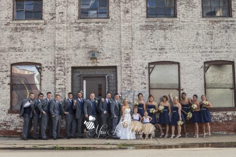 downtown detroit bridal party photo