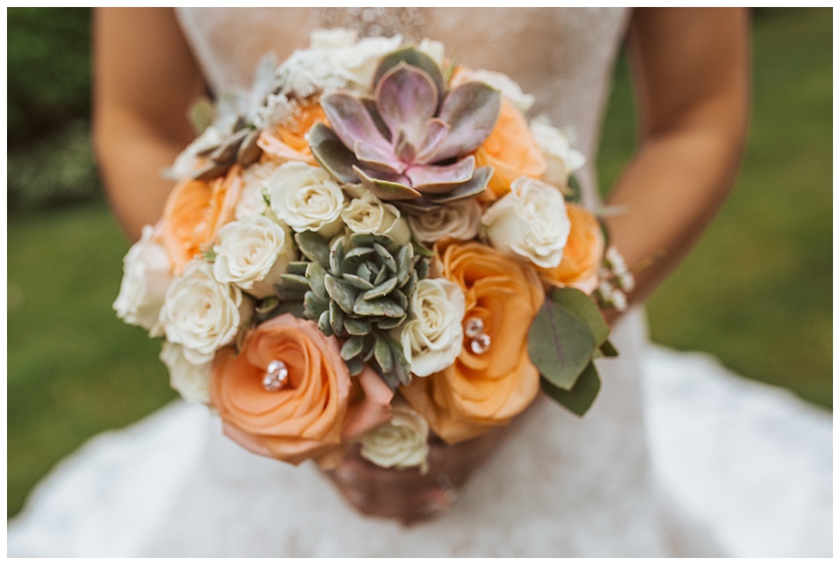 brides bouquet detail with succulents
