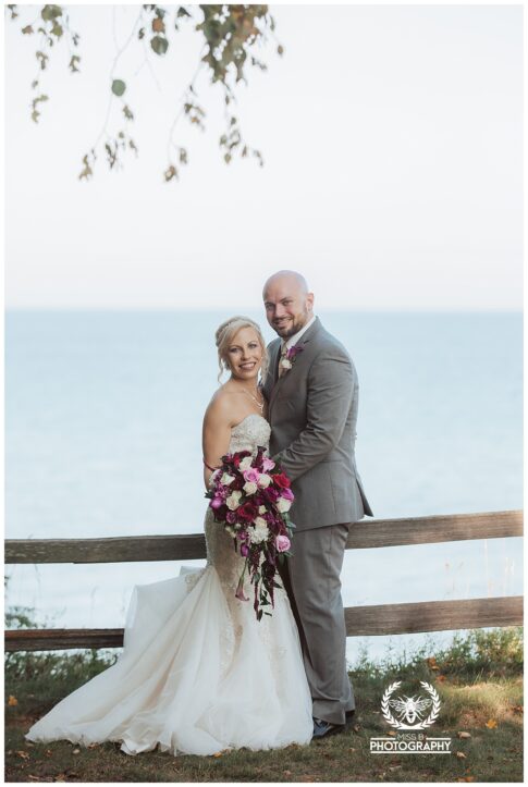 bride and groom at lake huron, michigan wedding photographer, port huron photographer