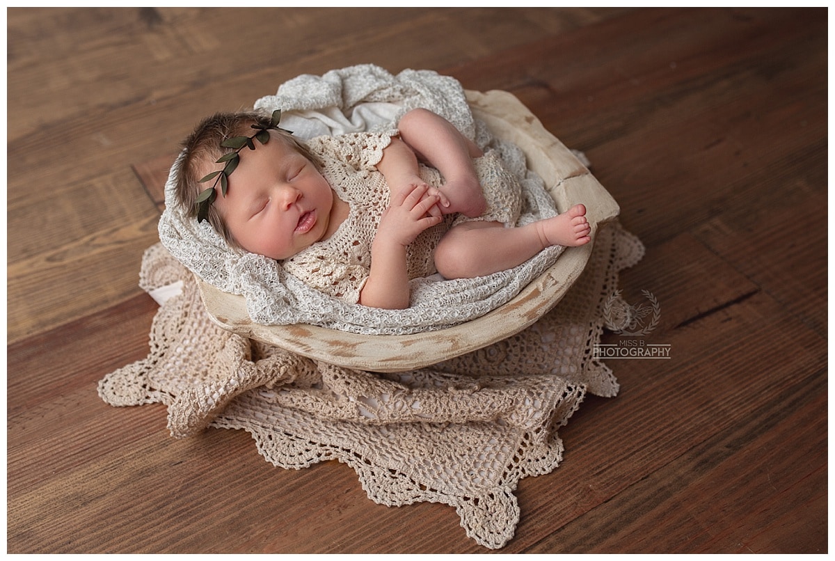 Port huron newborn studio session, newborn girl purple, michigan newborn photographer