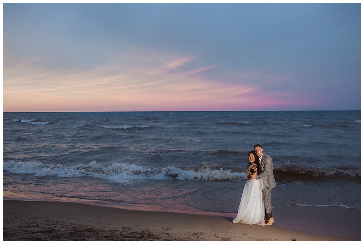 LExington Michigan beach wedding, Port Huron MIchigan wedding, Groom detail, Bride and groom rustic beach wedding, Sunset beach wedding bride and groom