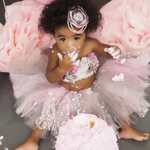 pink and silver cake smash tutu and pearls