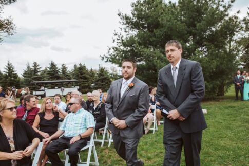 Ruby tree farm wedding, bride and groom ceremony, michigan wedding photo, groom wall down aisle