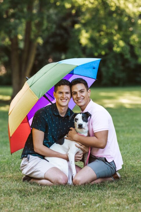 Same sex couples shoot, LGBTQ friendly photographer, two guys, gay love session, Gay engagement photographer, pride session, Michigan LGBTQ photographer, rainbow session, two guys and a dog,