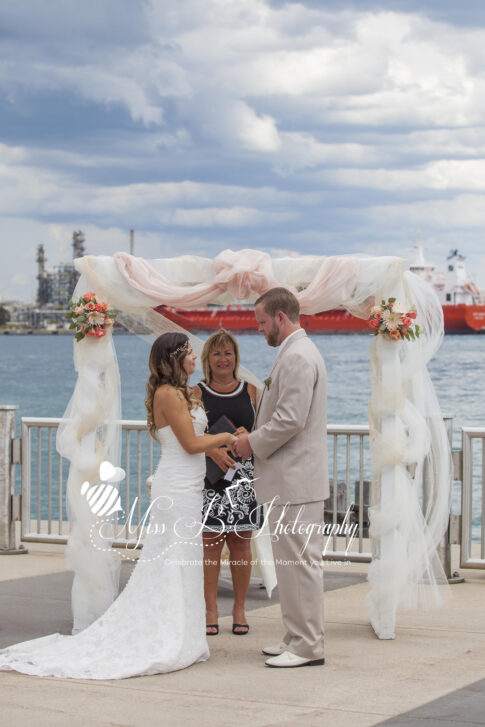 Bean Dock WEdding Ceremony bride and groom
